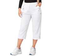 JM CLOTHING SS12 Womens Cropped Capri Trousers Ladies Three Quarter Soft 3/4 Stretchy Pull on Trousers Elasticated Waist Pockets Summer Shorts Plus Size Pants White