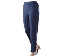 JM CLOTHING Wiggly Fashion | Half Elasticated Waist Stretch Trousers for Women | Pull on Work Trousers for Women| Two Pocket Pull up Work Trousers | Straight Leg Plus Size Office wear Navy