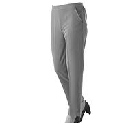 JM CLOTHING Wiggly Fashion | Half Elasticated Waist Stretch Trousers for Women | Pull on Work Trousers for Women| Two Pocket Pull up Work Trousers | Straight Leg Plus Size Office wear Light Grey