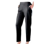JM CLOTHING Wiggly Fashion | Half Elasticated Waist Stretch Trousers for Women | Pull on Work Trousers for Women| Two Pocket Pull up Work Trousers | Straight Leg Plus Size Office wear Black