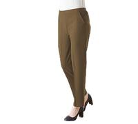 JM CLOTHING Wiggly Fashion | Half Elasticated Waist Stretch Trousers for Women | Pull on Work Trousers for Women| Two Pocket Pull up Work Trousers | Straight Leg Plus Size Office wear Brown