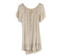 JM CLOTHING Women's Casual Short Sleeve Dresses Crew Neck Ladies Ruffle Frill Off one Shoulder Bardot Beach Tops Wiggly Fashion