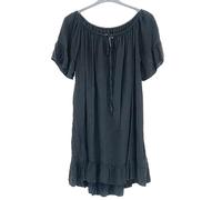 JM CLOTHING Women's Casual Short Sleeve Dresses Crew Neck Ladies Ruffle Frill Off one Shoulder Bardot Beach Tops Wiggly Fashion Black