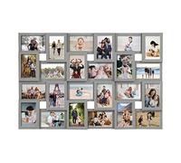 JM-Deco Picture Frames 24 Slots Reunion Friends Family Memory Large Photo Frame Selfie Gallery Puzzle Collage Wall Hanging for 4x6 Photo | Gray