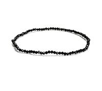 JM Design 1 Piece Per Bag 2mm Trendy Healing Genuine Real Black Tourmaline Faceted Round Beads Beaded Elastic Bracelets 7.5'' Length for Women Men