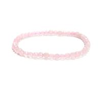 JM Design 1 Piece Per Bag 4mm Trendy Healing Genuine Real Rose Quartz Crystal Faceted Round Small Beads Beaded Stretch Bracelets 7.5'' Length for Women Men