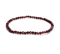JM Design 1 Piece Per Bag 4mm Trendy Healing Red Garnet Stone Faceted Round Beads Beaded Stretch Bracelets 7.5'' Length for Women Men