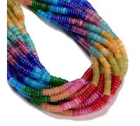 JM Design 2x6mm 02-Multi-Color Gemstone Beads, Smooth Rondelle Abacus Spacer Beads for Jewelry Making Craft, Yellow Aventurine Loose Beads for Ideal for DIY Necklace Bracelet Waist Chain