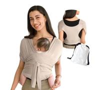 JM Elastic Baby Carrier for Newborns from Birth Extra Soft, Belly Carrier Carry Bag Ergonomic Baby Sling Baby Carrier from Birth to 15 kg (Beige)