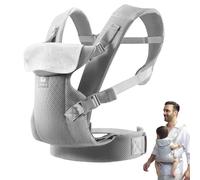 JM Ergonomic Baby Carrier for Babies Toddlers 0-36 Months, Adjustable Belt, Cool Air Mesh Pear Breathable, Easy to Put on, Suitable for 3-20 kg, Grey
