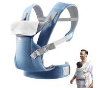 JM Ergonomic Baby Carrier for Babies Toddlers 0-36 Months, Adjustable Belt, Cool Air Mesh Pear Breathable, Easy to Put on, Suitable for 3-20 kg, Blue