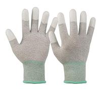 JM-FUHAND ESD Anti Static Gloves for PC Building,Carbon Fiber PU Coated Finger Anti-Static Gloves, to Protect The Safety of Computer Installation and Repair(Large 2 Pairs)