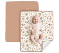 JM Pack of 2 Baby Changing Mat, 75 x 60 cm, Washable Infant Changing Mat, Baby Changing Mat, Waterproof, Breathable, Reusable for Babies and Toddlers (Brown)