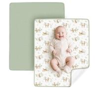 JM Pack of 2 Baby Changing Mat, 75 x 60 cm, Washable Infant Changing Mat, Baby Changing Mat, Waterproof, Breathable, Reusable for Babies and Toddlers (Green)