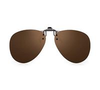 JM Polarized Clip on Sunglasses Frameless Flip Up Style Lens for Prescription Glasses Brown