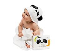 JM Premium Soft Hypoallergenic Baby Hooded Towel - 100% Organic Bamboo Baby Towels Newborn, Baby Bath Set - 35x35 inches, Cute Designs, Newborns to Kids Up to 5 Years - Panda