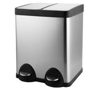 JM ·YIPENG 30L Recycling Bins,2 x 15L Double Rubbish Bin with Lids and Plastic Inner Buckets,Stainless Steel Pedal Bins for Kitchen Recycling and Waste