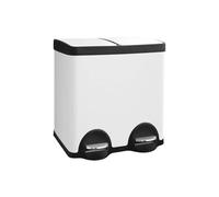JM ·YIPENG 40L Kitchen Recycling Bins,2 x 20L Double Rubbish Bin with Lids and Plastic Inner Buckets,Stainless Steel Dual Bins for Kitchen Recycling and Waste,white