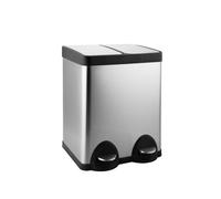 JM ·YIPENG 40L Kitchen Recycling Bins,2 x 20L Double Rubbish Bin with Lids and Plastic Inner Buckets,Stainless Steel Dual Bins for Kitchen Recycling and Waste