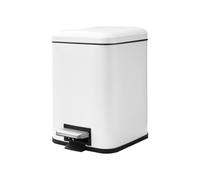 JM ·YIPENG Bathroom Bin, 6L Pedal Bin with Lid, Small Bin with Inner Bucket, Softly Close and Stay Open,Stainless Steel Bins for Bathroom,Bedroom and Office,White