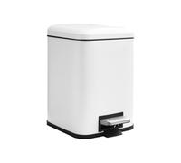 JM ·YIPENG Bathroom Bin 6L, Small Pedal Bin with Lid, Toilet Bin with Inner Bucket, Softly Close and Stay Open,Stainless Steel Bins for Bathroom,Bedroom and Office,White