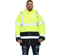 JMA Trading Men's Professional High Visibility Work Wear Parka Jacket Hi Vis Viz Security Safety Fluorescent Padded Waterproof Reflective Coat (UK, Alpha, XL, Regular, Regular, Yellow/Navy)