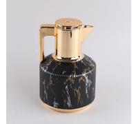 JMAHM 1L Coffee Carafe Tea Dispenser Thermal Coffee Insulated Jug Keep Drinks 12 Hours Hot/ 24 Hours Cold Double Walled Vacuum Jug with Press Button Top (Black Pattern)