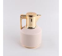 JMAHM 1L Coffee Carafe Tea Dispenser Thermal Coffee Insulated Jug Keep Drinks 12 Hours Hot/ 24 Hours Cold Double Walled Vacuum Jug with Press Button Top (Beige)