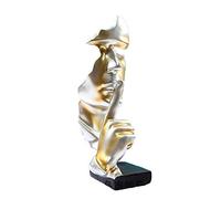 JMAHM Ornaments Silence is Gold Figurine Statue Sculptures Resin Oversized Decoration Crafts for Home Living Room (28cm, Sandstone)