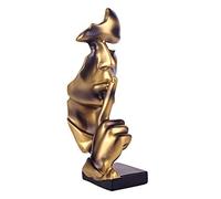 JMAHM Ornaments Silence is Gold Figurine Statue Sculptures Resin Oversized Decoration Crafts for Home Living Room (28cm, Gold)
