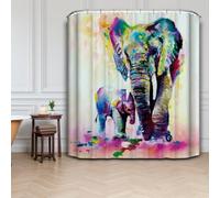 JMAHM Shower Curtain for Bathroom, 180x180 Waterproof Polyester Shower Curtains Animal with 12 Cooks Cath Curtains Bathroom Curtains (71x71, Colorful-Elephant)