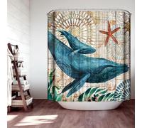 JMAHM Shower Curtain Ocean Mildew Resistant Polyester shower curtains Bathroom with 12 hooks bath curtains Marine Organism Bathroom Curtains (180x200, Colorful-Whale)
