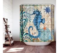 JMAHM Shower Curtain Ocean Mildew Resistant Polyester shower curtains Bathroom with 12 hooks bath curtains Marine Organism Bathroom Curtains (180x200, Colorful-Seahorse)