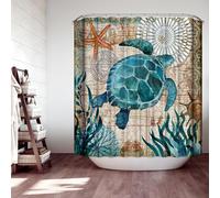 JMAHM Shower Curtain Ocean Mildew Resistant Polyester Shower Surtains Bathroom with 12 Hooks Bath Curtains Marine Organism Bathroom Curtains (180x180, Colorful-Turtle)