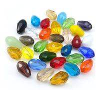 Jmassyang 40pcs 10x15mm Crystal Glass Teardrop Beads Faceted Vertical Hole Shape Loose Spacer Beads for Jewelry Making DIY Bracelet Necklace Sewing Crafts Decoration (Multicolor)