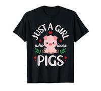JMB Fresh Farm Designs Just A Girl Who Loves Pigs Cute Piggy Black Women's S T-Shirt