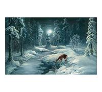 JMbeauuuty 1000 Piece Puzzles Deer Jigsaw Puzzles for Adults, Difficult Jigsaw Adult - Winter Snow Forest Deer Challenge Game - 70 x 50 cm