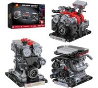 JMBricklayer 3-in-1 Mini Engine Building Block for Adults to Build, V6 B4 L4 Model Engine that Runs, STEM Mechanical Brick Toy, Home Office Decor, Collectible Technical Gifts for 14+ Car Lovers