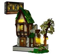 JMBricklayer 30124 Lighting Medieval Tavern Building Blocks Model, Vintage Modular Architecture Construction Toy Set, Assembly Collectible MOC Decorative Ornaments Idea Gift