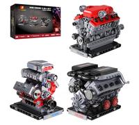 JMBricklayer 3in1 Mini Engine Building Toy Model Adults Kits that Runs, V8 V12 W16 Car Engine STEM Brick Toy, Home Office Decor, Collectible Technical Engineering Gifts for Teens 14+ Car Lovers