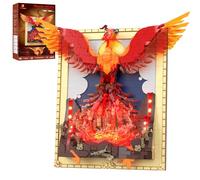 JMBricklayer Art Building Adult Sets with Light, 3D Magic Phoenix Nirvana Wall Display Decor Model, Painting Frame Desktop Art for Home Office Decor, Puzzle Block GIfts for Teens 14+