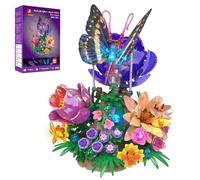 JMBricklayer Butterfly Building Set with Light for Adults, Botanical Flowers Collection Brick Toy Set with 4-Pair Wings, Creative Birthday Valentine's Day Gift for Women Mom Girlfriend Wife