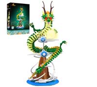 JMBricklayer Chinese Dragon Building Toy with Light for Adults, 70007 Cool Fantasy Dinasour Animal Model Kit to Build, Decor Collectible Action Figure Gift for Boys Girls 14+(1364PCS)