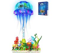 JMBricklayer Jellyfish Building Set for Adults, Floating Jelly Fish Night Light Lamp, Ocean Animal Collection Display Model, Deep Sea Creature Home Office Decor, Gifts for Teens 14+