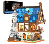 JMBricklayer 41105 Medieval Blacksmith Building Bricks Toy Set, LED Lighting House Construction Modular Model, Medieval Fans Vintage Architecture Display Collection for Adults Teens (2366 Pieces)