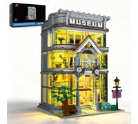 JMBricklayer Science Museum Building Bricks Set, 4-Level Modular Architecture Model with LED Light Set, Creative Street View Building Kit for Adults, Room Home Office Decor, Gifts for Age 14+