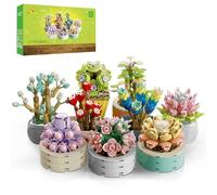 JMBricklayer Succulent Plants Building Blocks Sets for Adults, Flowers Office Room Decor Succulent Bonsai Toys, Botanical Collection Model Kits, Gifts for Women Men Her Him (750Pcs)