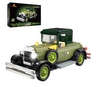 JMBricklayer Vintage Cars Building Sets with Light for Adults, 50001 Classic Retro Convertible Car Model, Antique Cars to Build Collectible Display Decor, Gifts for Men Women Boys Girls (1297PCS)