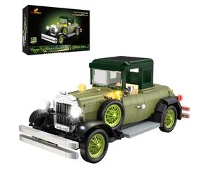 JMBricklayer Vintage Cars Building Sets with Light for Adults, 50001 Classic Retro Convertible Car Model, Antique Cars to Build Collectible Display Decor, Gifts for Men Women Boys Girls (1297PCS)