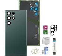 JMBTQ Galaxy S22 Ultra Back Glass Replacement for Samsung Galaxy S22 Ultra Back Cover Glass with Pre-Installed Tape and Camera Lens +Tools (Green)